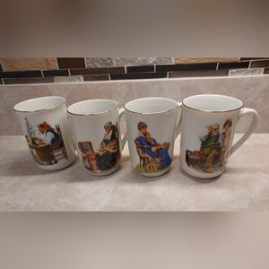 Four Norman Rockwell Mugs